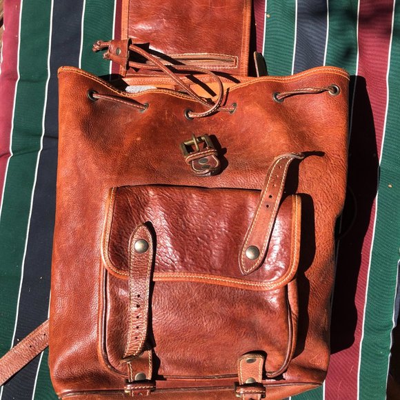 70's Handmade Swiss Leather Backpack - Picture 5 of 5